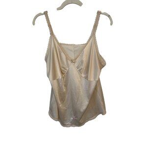 Vintage Sears Lace Trim Camisole Size 42 Floral Champagne Adjustable Straps